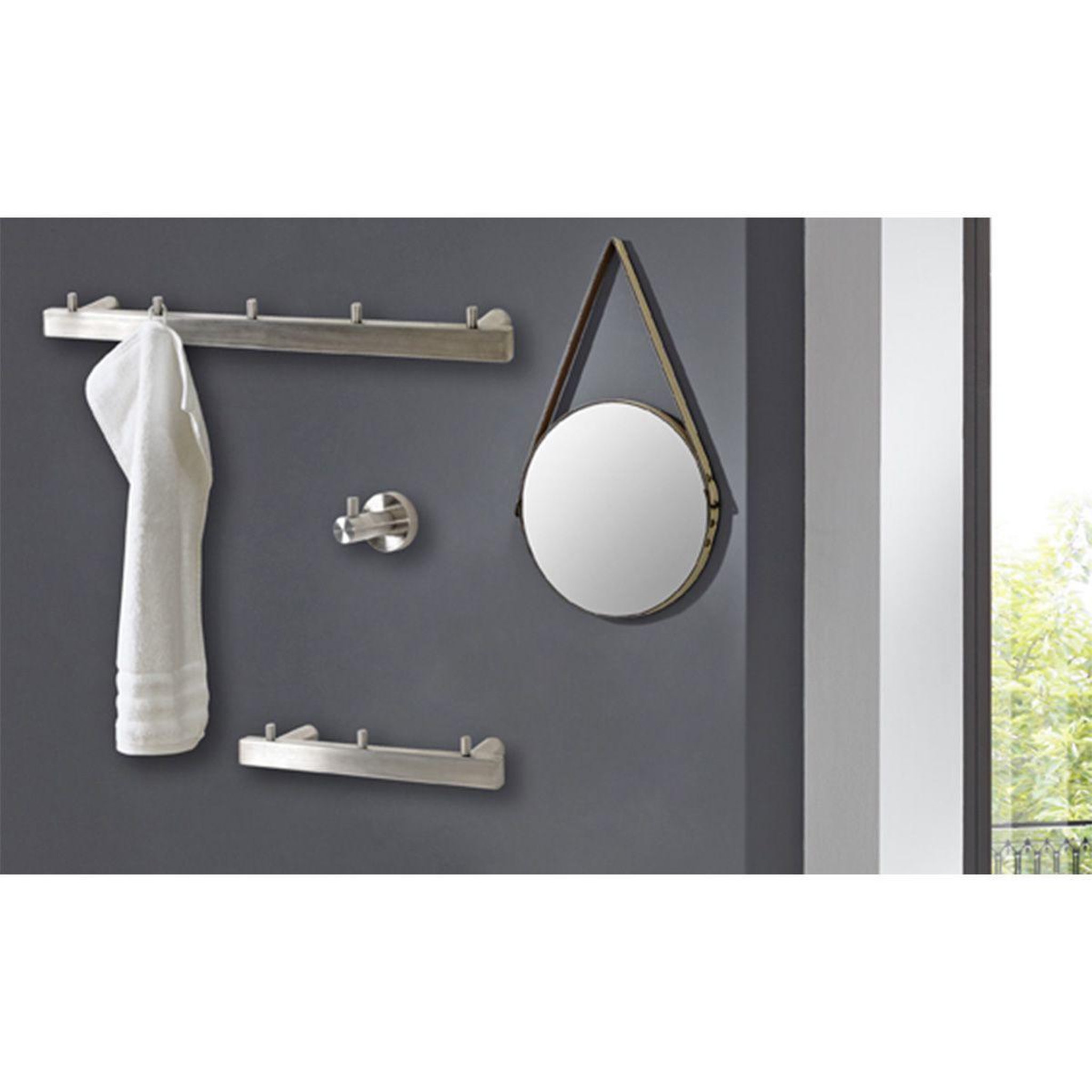 Voir la diapositive 2 : Paris Prix Porte-serviettes en inox  5 crochets  46cm argent