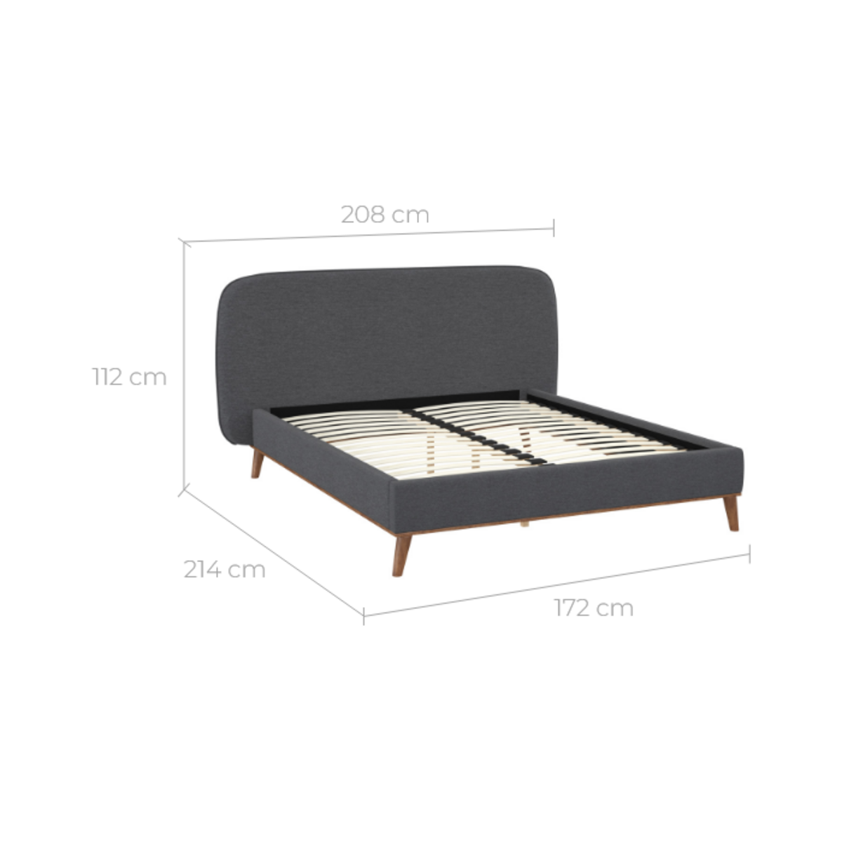 Rendez vous déco Lit double 140x190 cm en tissu gris/beige - Modjo