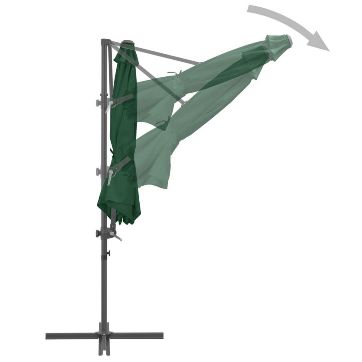 VIDAXL Parasol de jardin en porte-a-faux avec mat en acier vert