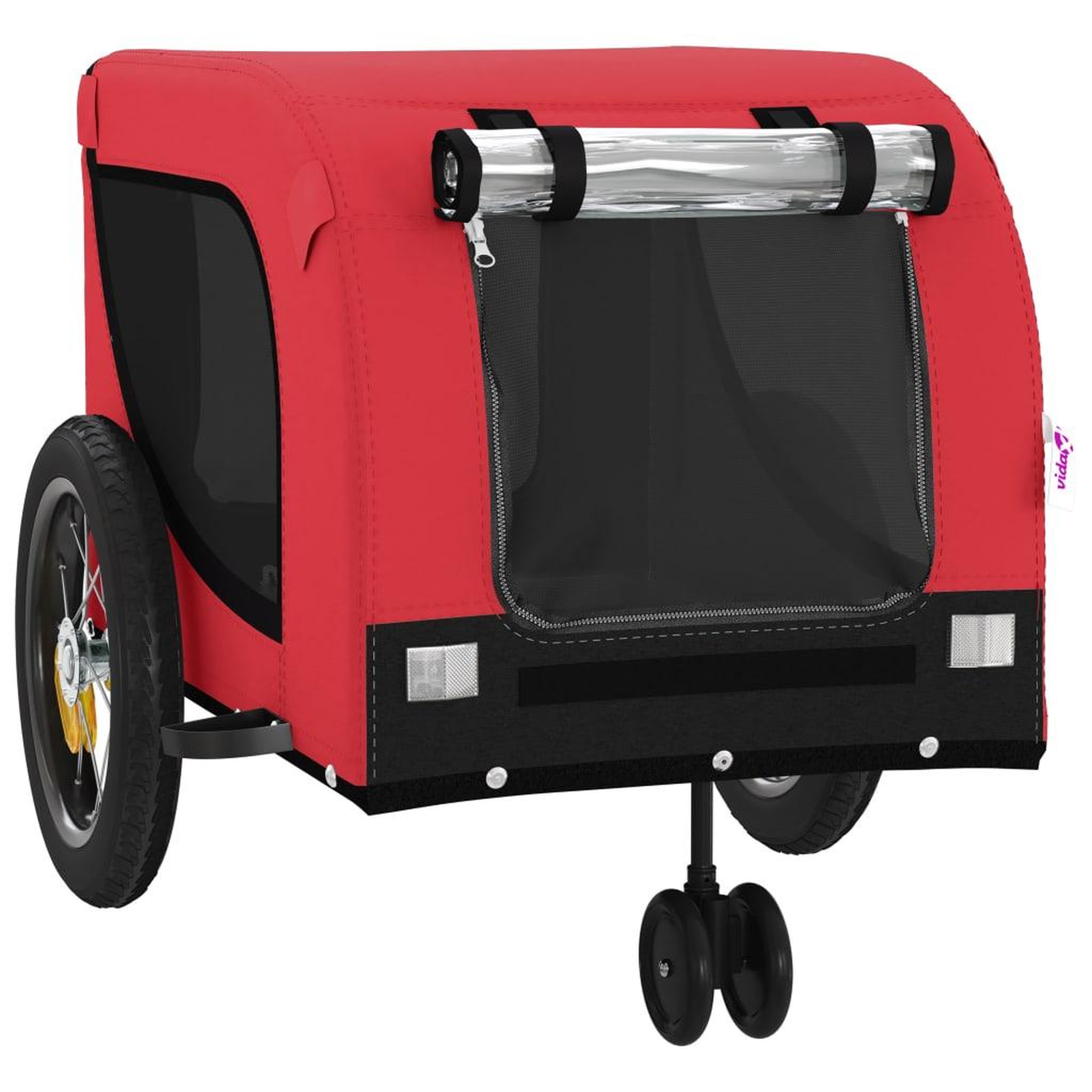 Voir la diapositive 4 : VIDAXL Remorque de velo pour animaux de compagnie rouge et noir