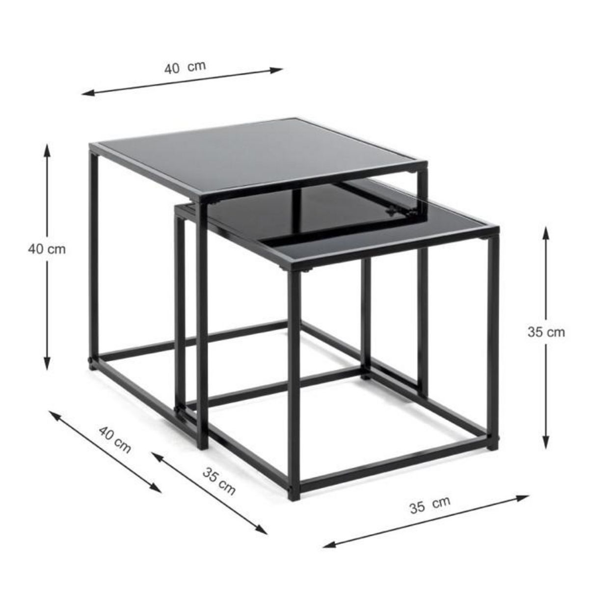 Paris Prix Lot de 2 Tables d'Appoint  Cromano  40cm Noir
