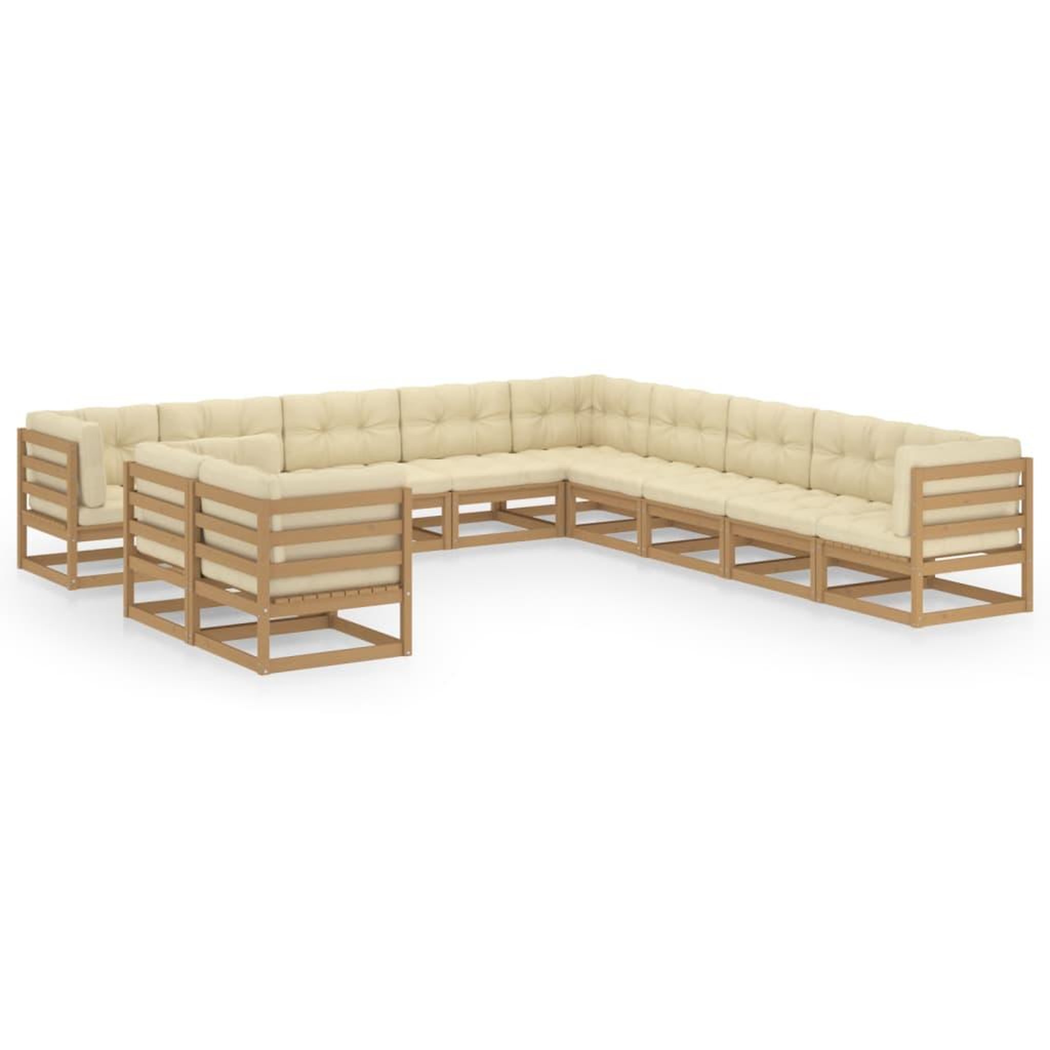 Voir la diapositive 2 : VIDAXL Salon de jardin 11 pcs avec coussins Marron miel Bois de pin