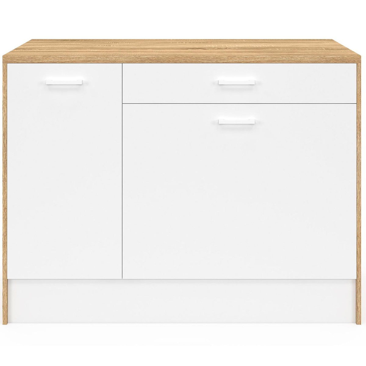 ID MARKET Ilot central LIO maxi capacité de rangement bois et blanc