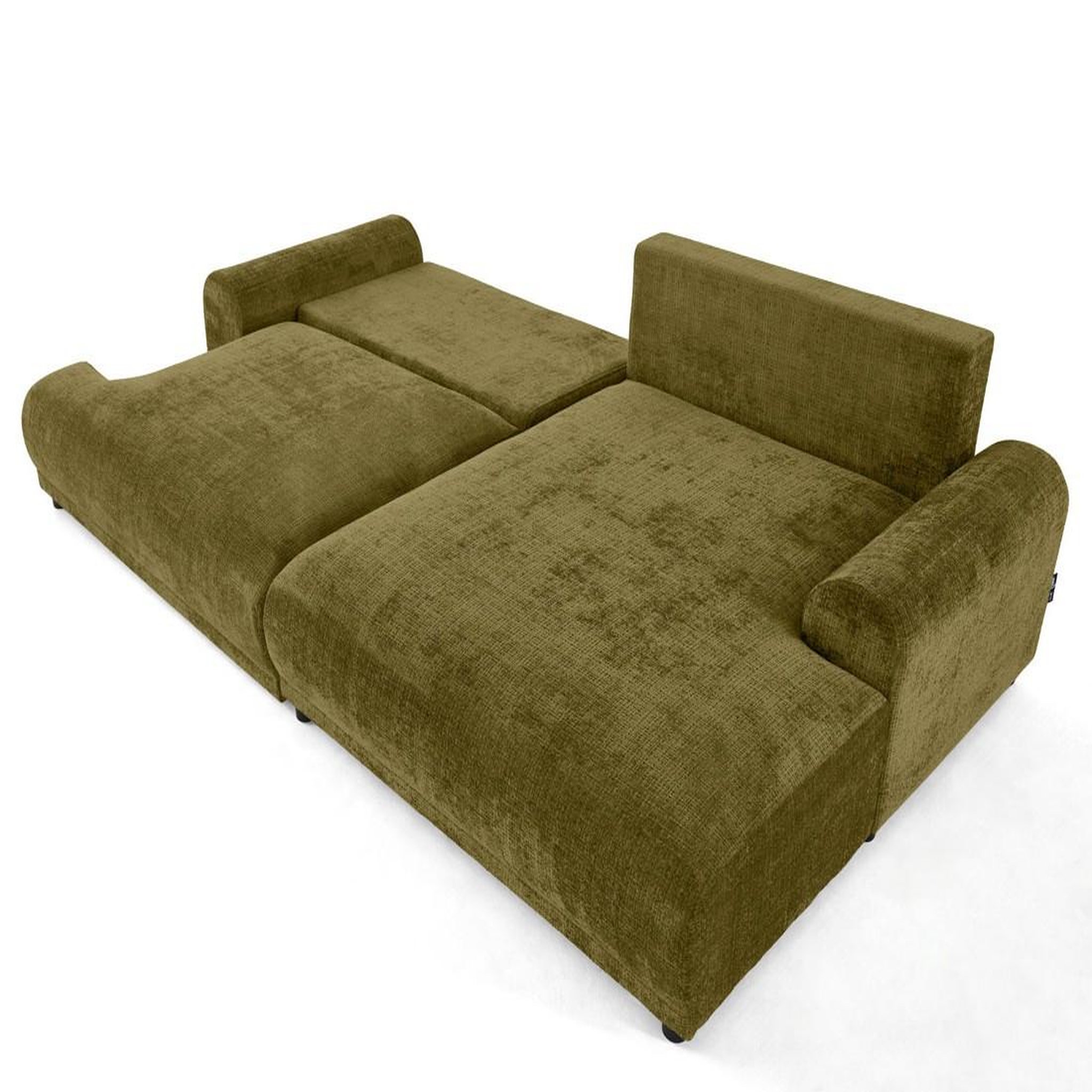 Voir la diapositive 2 : BEST MOBILIER Nelly - canapé d'angle droit 4 places convertible avec coffre en velours texturé