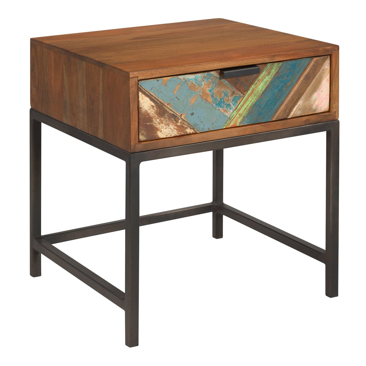 Rendez vous déco Table de chevet 1 tiroir en bois d'acacia et bois recyclé-Krabi