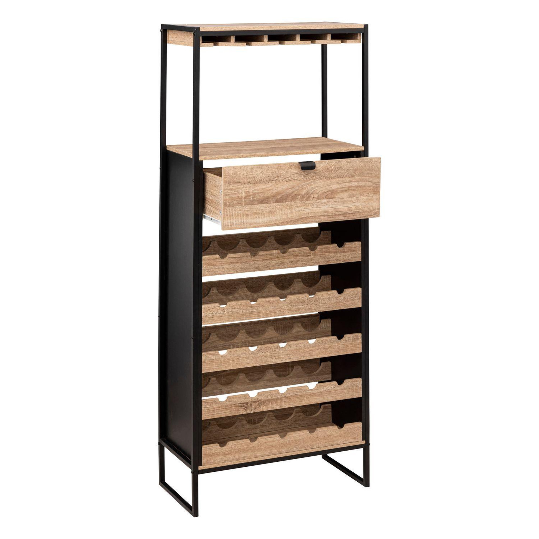 Voir la diapositive 3 : FIVE Meuble bar avec rack pour 25 bouteilles en bois aliaj - noir