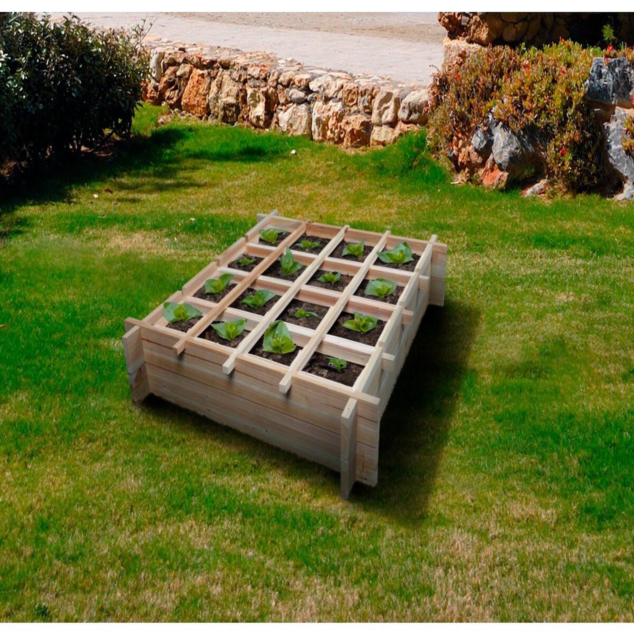 Voir la diapositive 2 : Habitat et Jardin Carré potager en bois  Tournesol  - 80 x 80 x 20 cm