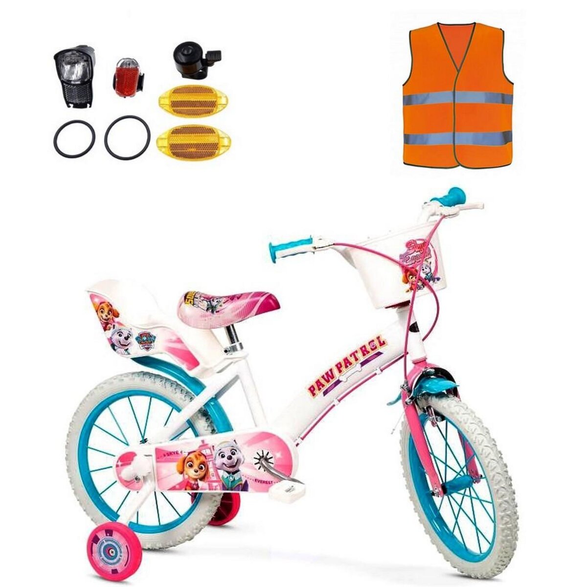 Velo 16 pouces Pat Patrouille GILET SECURITE KIT LUMIERE Fille