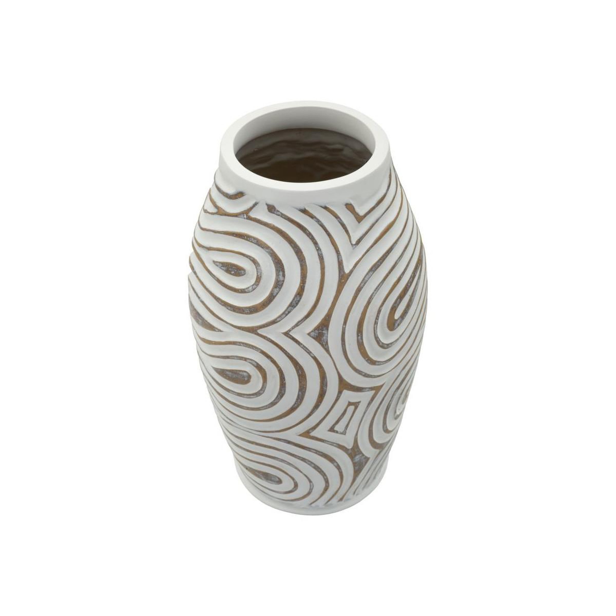 Voir la diapositive 2 : Paris Prix Vase design en résine  oblix  35cm blanc