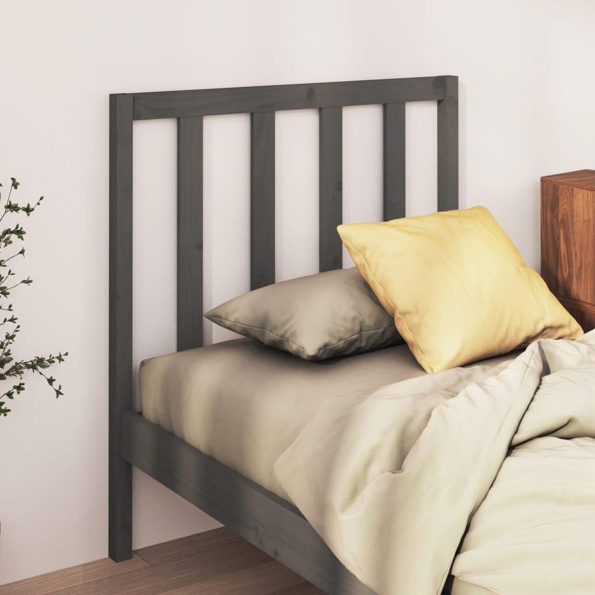 Voir la diapositive 1 : VIDAXL Tete de lit Gris 95x4x100 cm Bois massif de pin