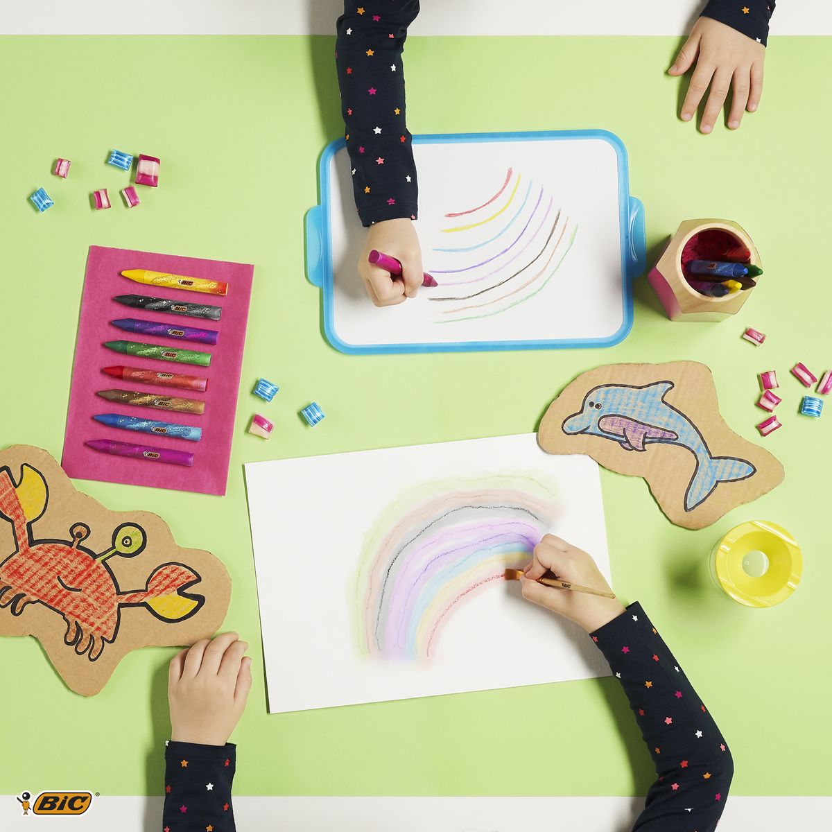 BIC Crayons de couleur aquarellables DUO MAGIX (lot de 8 + 1 pinceau)