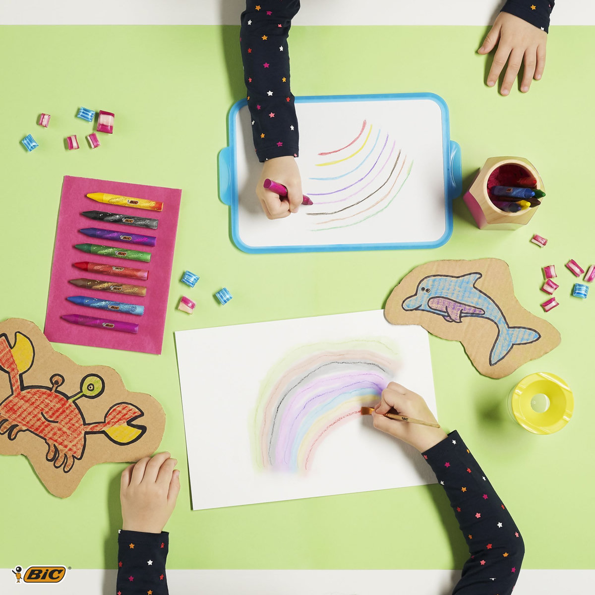 BIC Crayons de couleur aquarellables DUO MAGIX (lot de 8 + 1 pinceau)