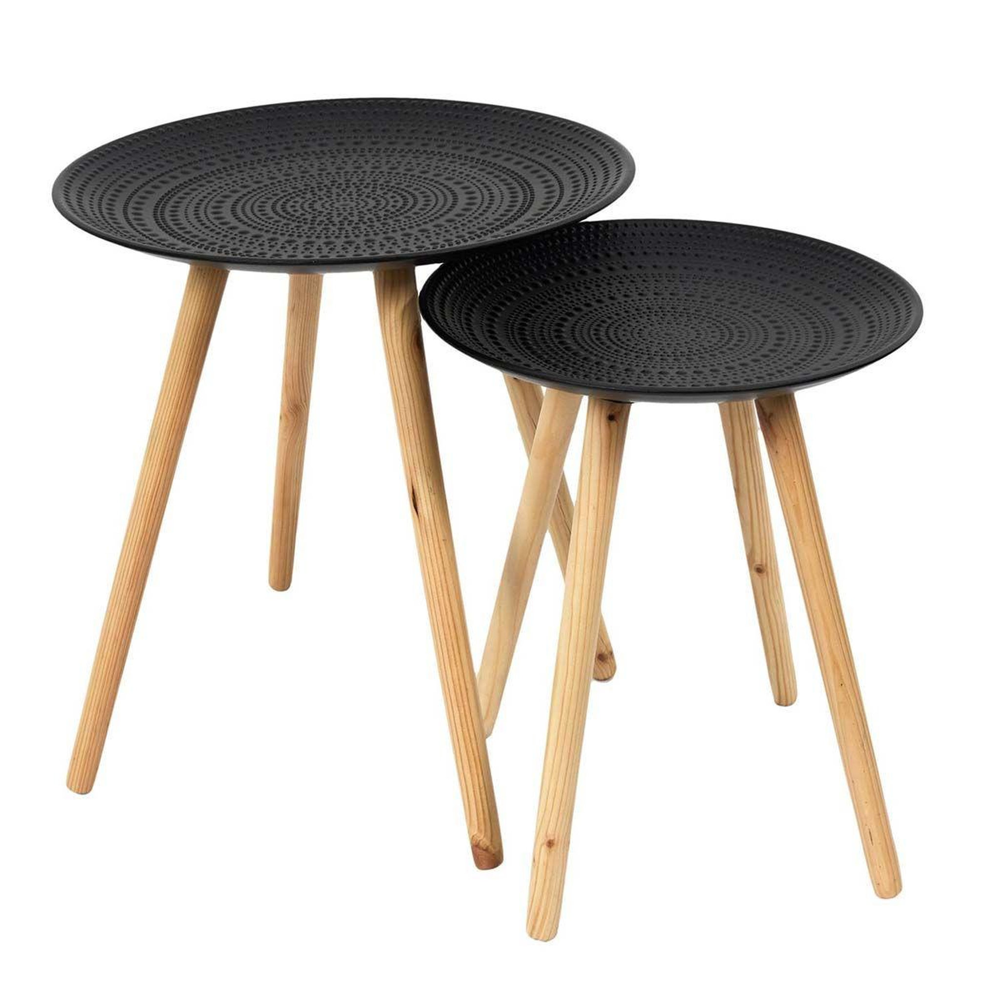 The Home Deco Factory Lot de 2 tables gigognes  relief  49cm noir