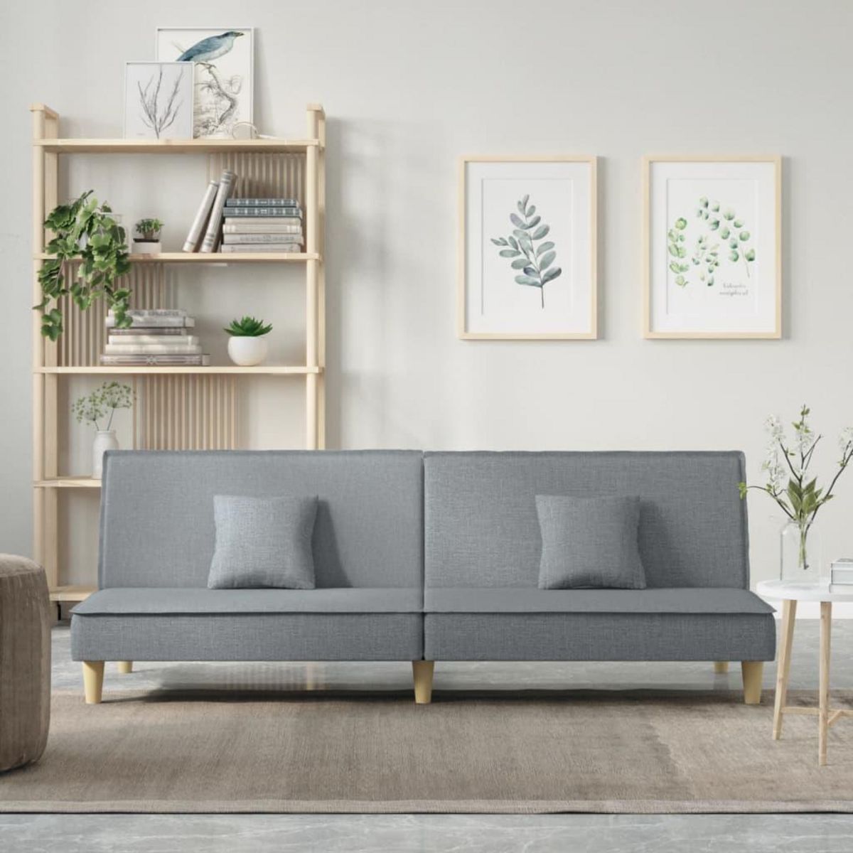 VIDAXL Canape-lit a gris clair tissu