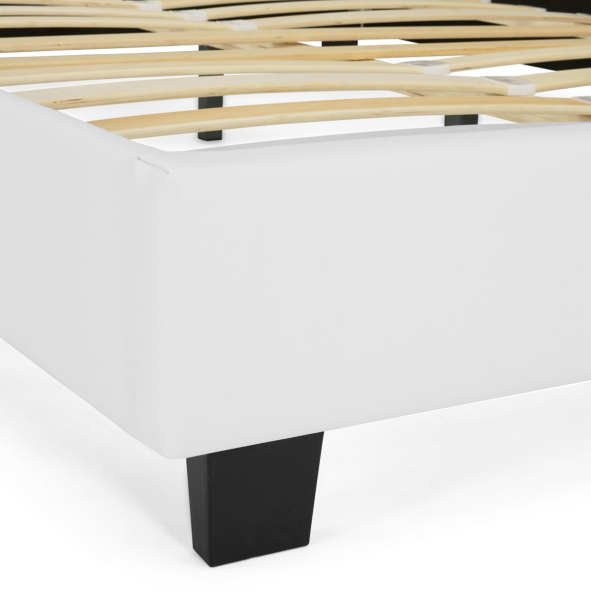 ID MARKET Lit double CHARLOTTE avec tête de lit et sommier 160 x 200 cm PVC blanc