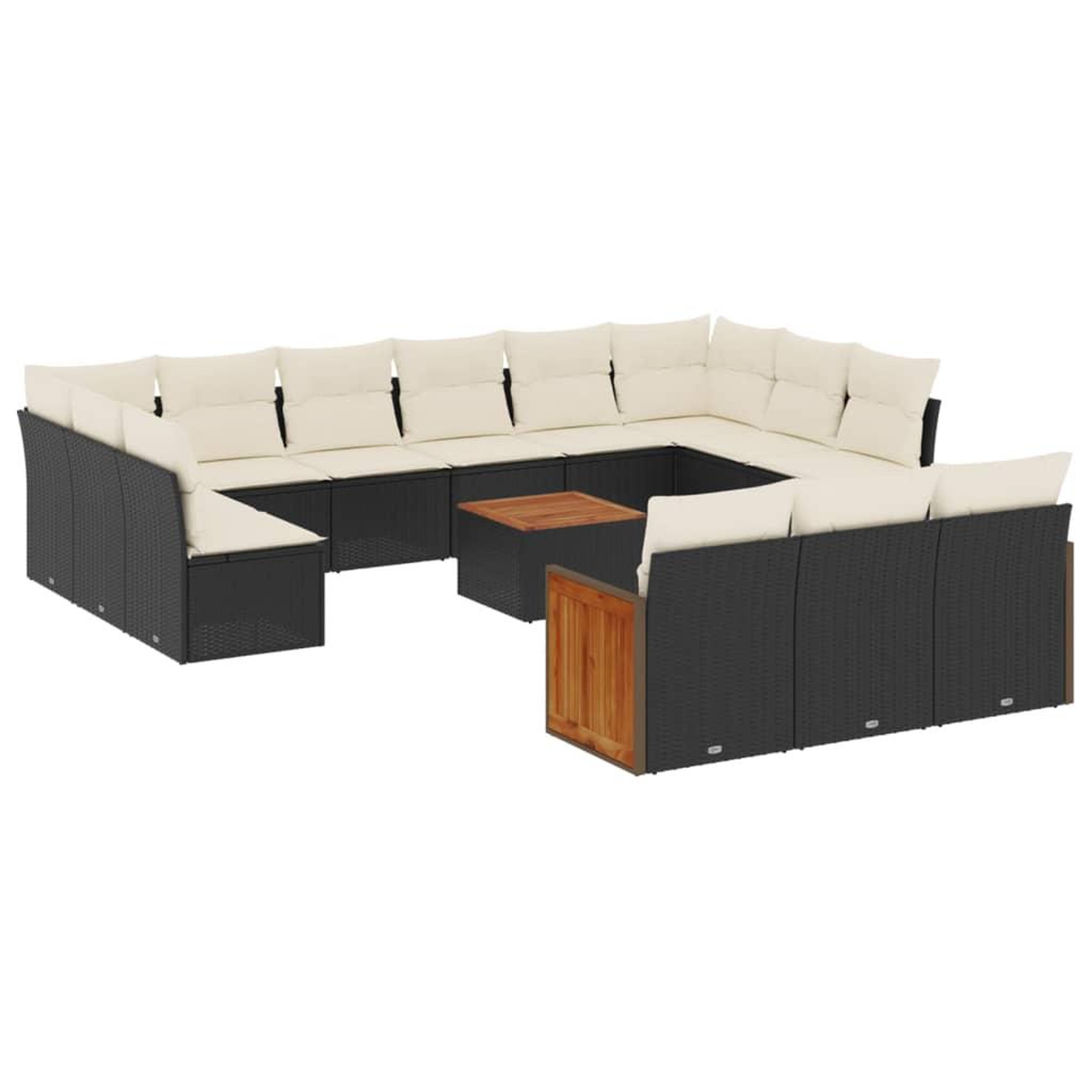 Voir la diapositive 2 : VIDAXL Salon de jardin avec coussins 14 pcs noir resine tressee