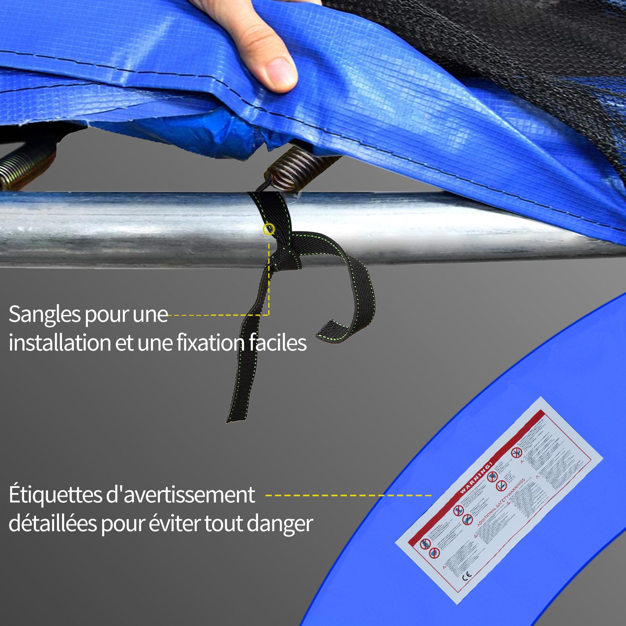 Voir la diapositive 6 : HOMCOM Couvre-ressort trampoline Ø 244 cm PVC PE haute densité rembourrage 15 mm multicolore