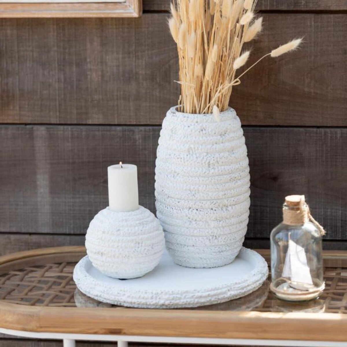 Paris Prix Chandelier Ovale en Ciment  Creta  26cm Blanc