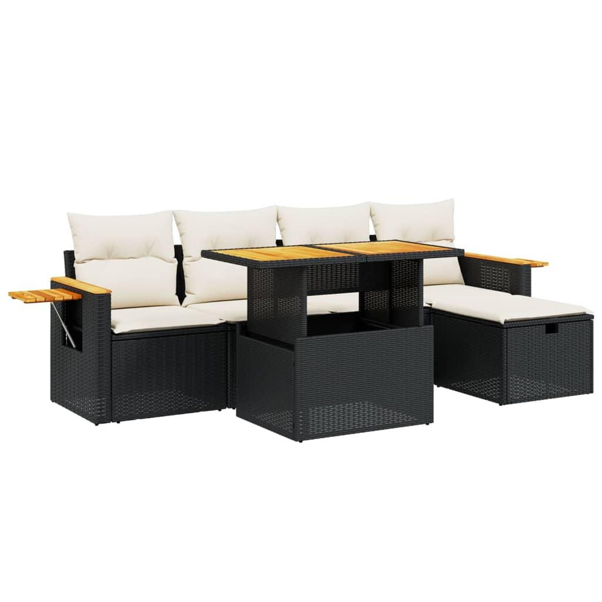 Voir la diapositive 2 : VIDAXL Salon de jardin 6 pcs avec coussins noir resine tressee