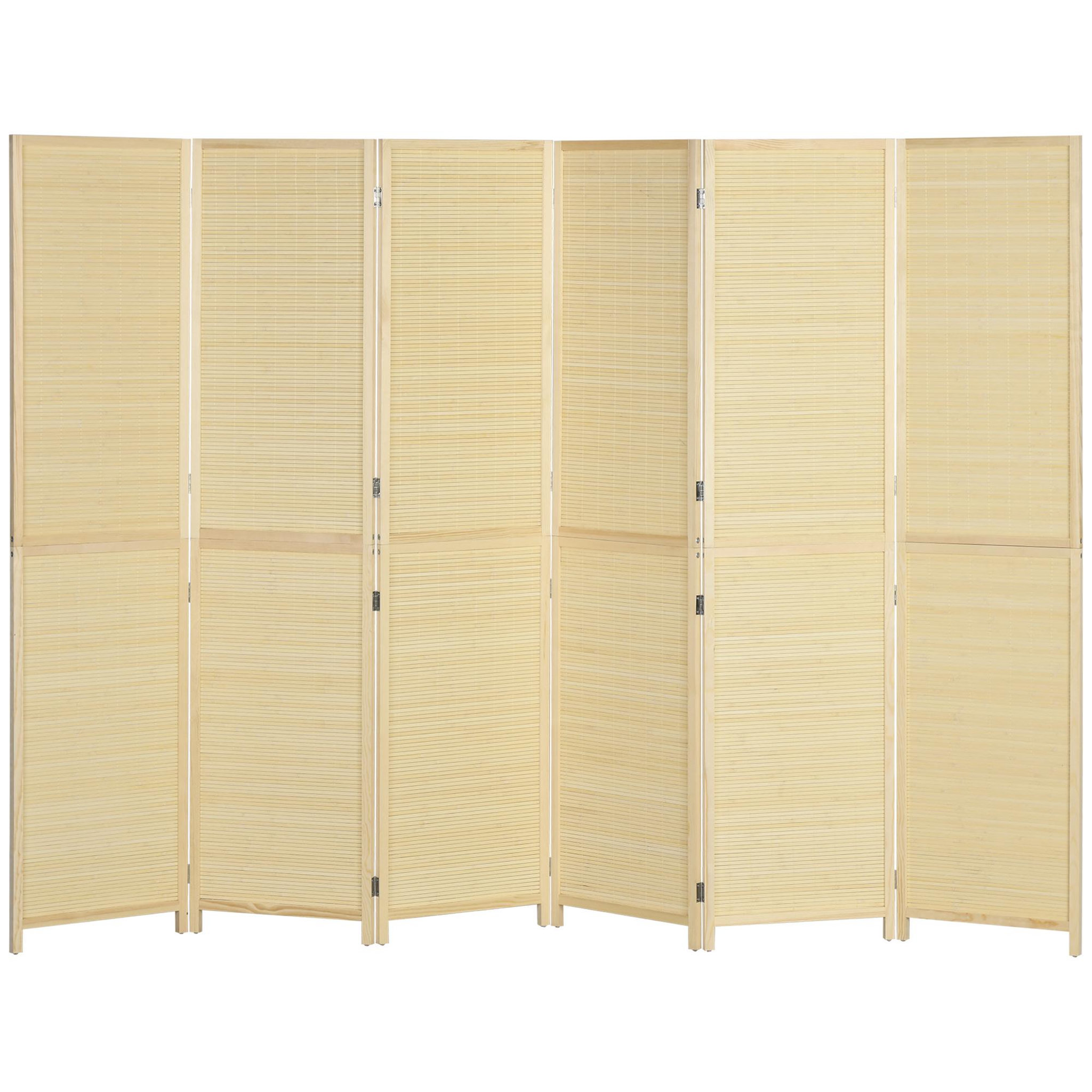 HOMCOM Paravent séparateur de pièce 6 panneaux pliables dim. 270L x 180H cm bois de bambou