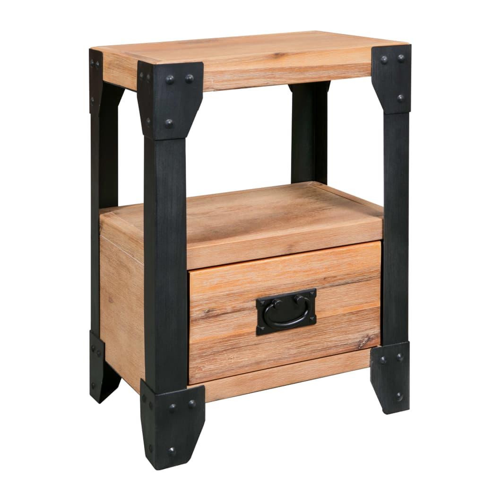 Voir la diapositive 3 : VIDAXL Tables de chevet 2 pcs Bois d'acacia massif Acier 40x30x54 cm