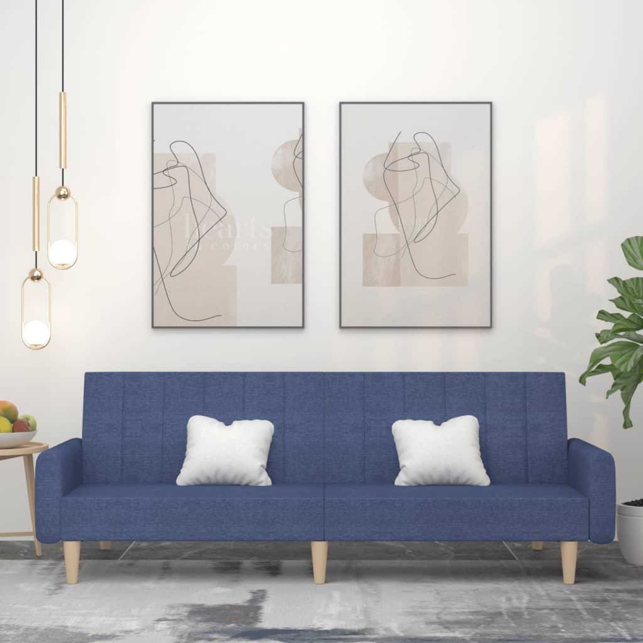 VIDAXL Canape-lit a 2 places bleu tissu