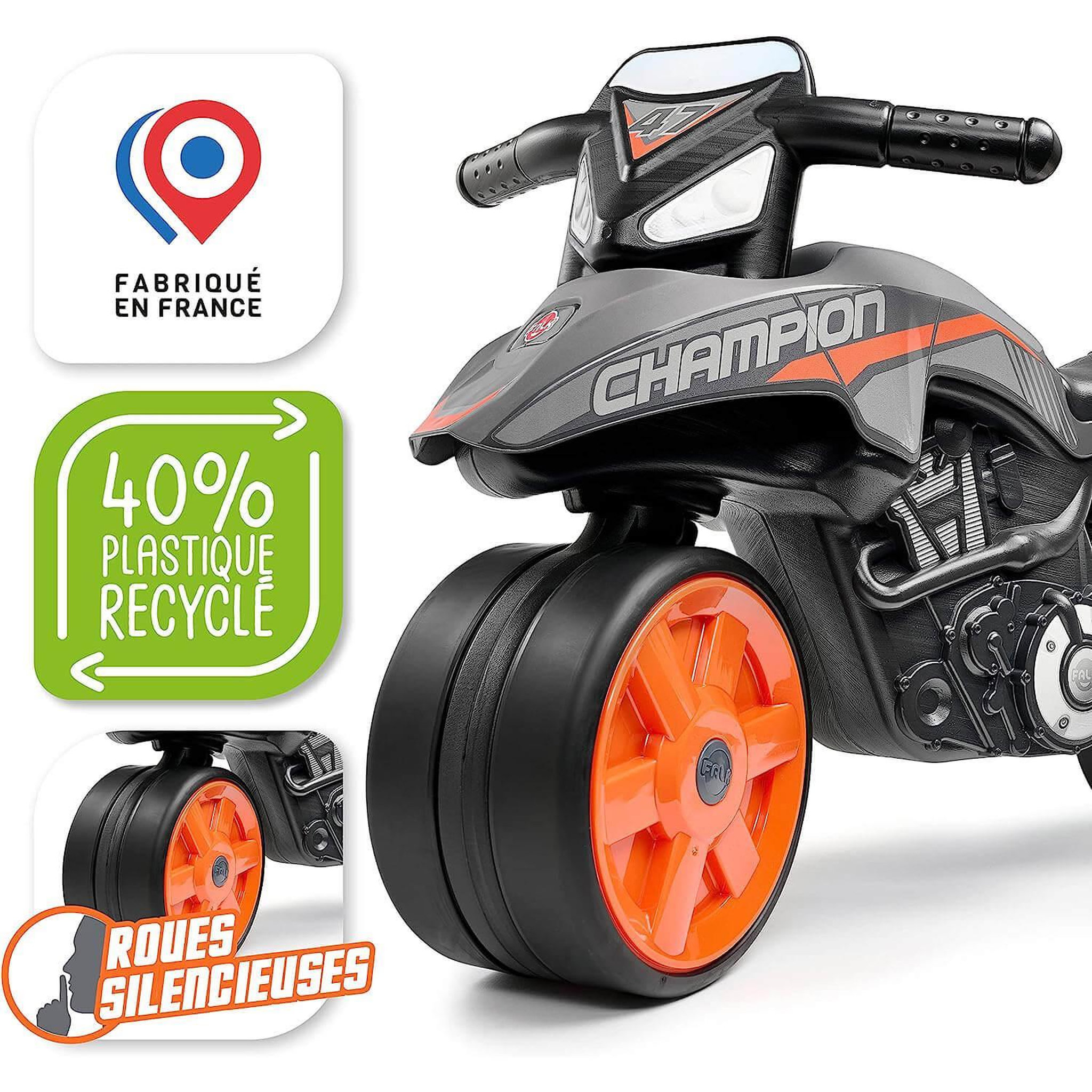Voir la diapositive 4 : Falk / Falquet Porteur Moto Street champion : Gris anthracite - orange