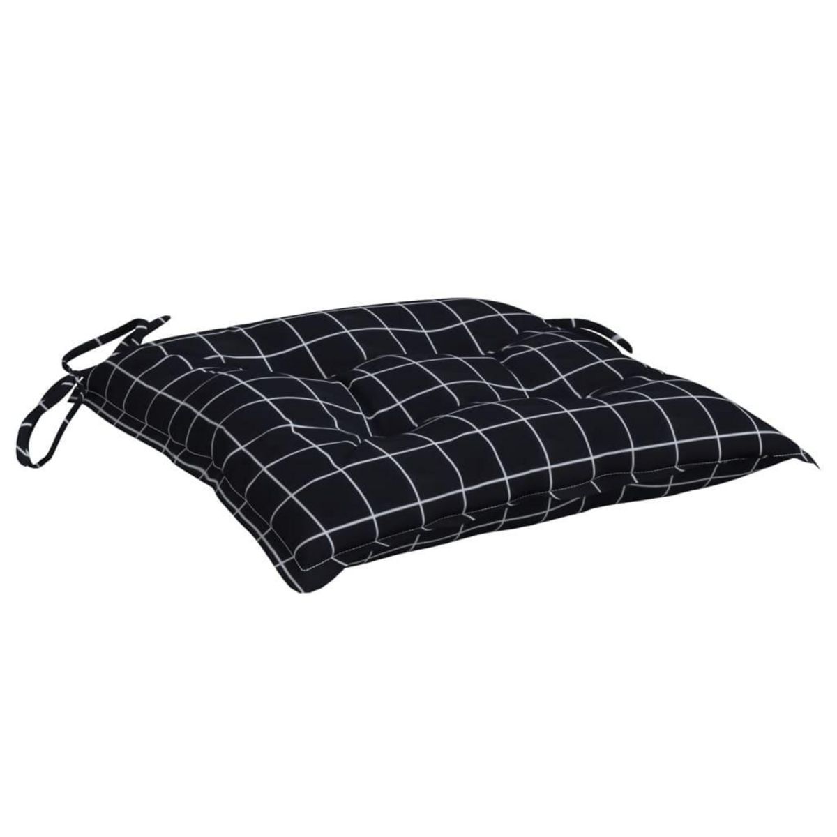 VIDAXL Coussins de chaise lot de 4 carreaux noir 40x40x7 cm tissu