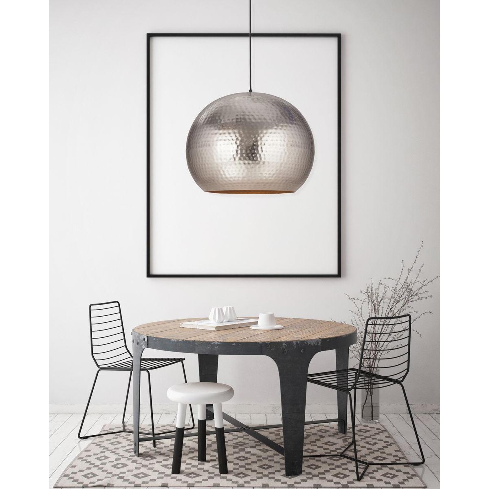 Voir la diapositive 2 : Paris Prix Lampe suspension design  factory style  47cm argent