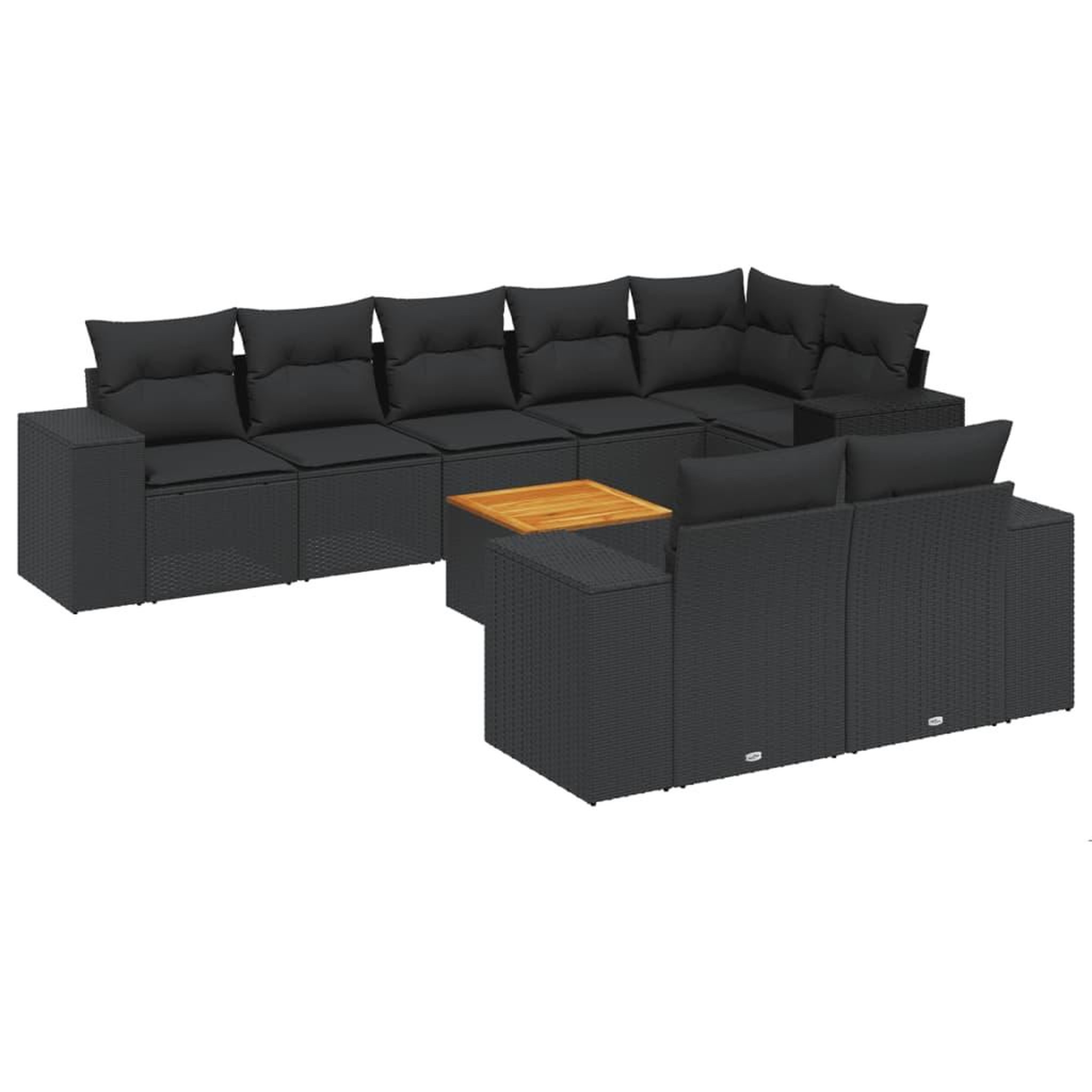 Voir la diapositive 2 : VIDAXL Salon de jardin 9 pcs avec coussins noir resine tressee