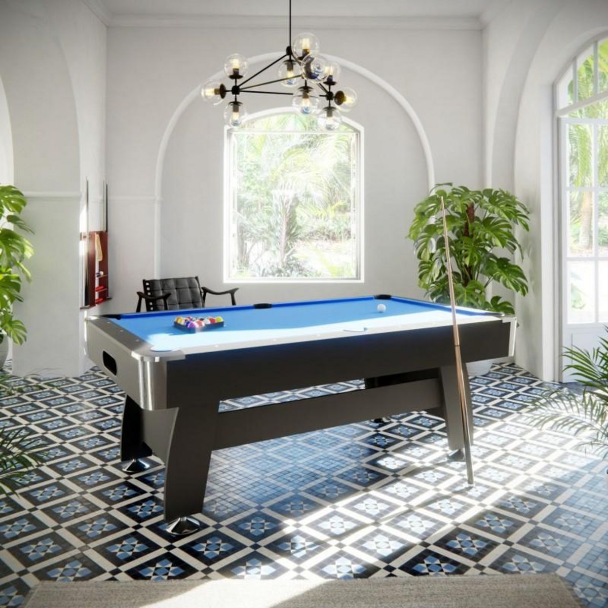 PLAY4FUN Billard Américain avec retour de boules automatique et accessoires