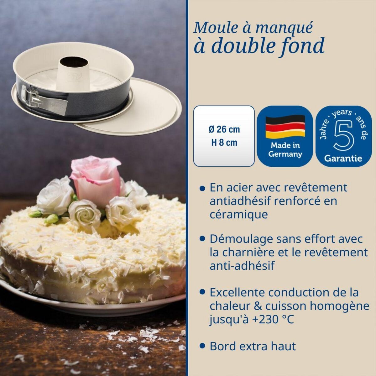 DR.OETKER Moule à manqué à charnière avec fond à savarin 26 cm Dr Oetker Back-Trend