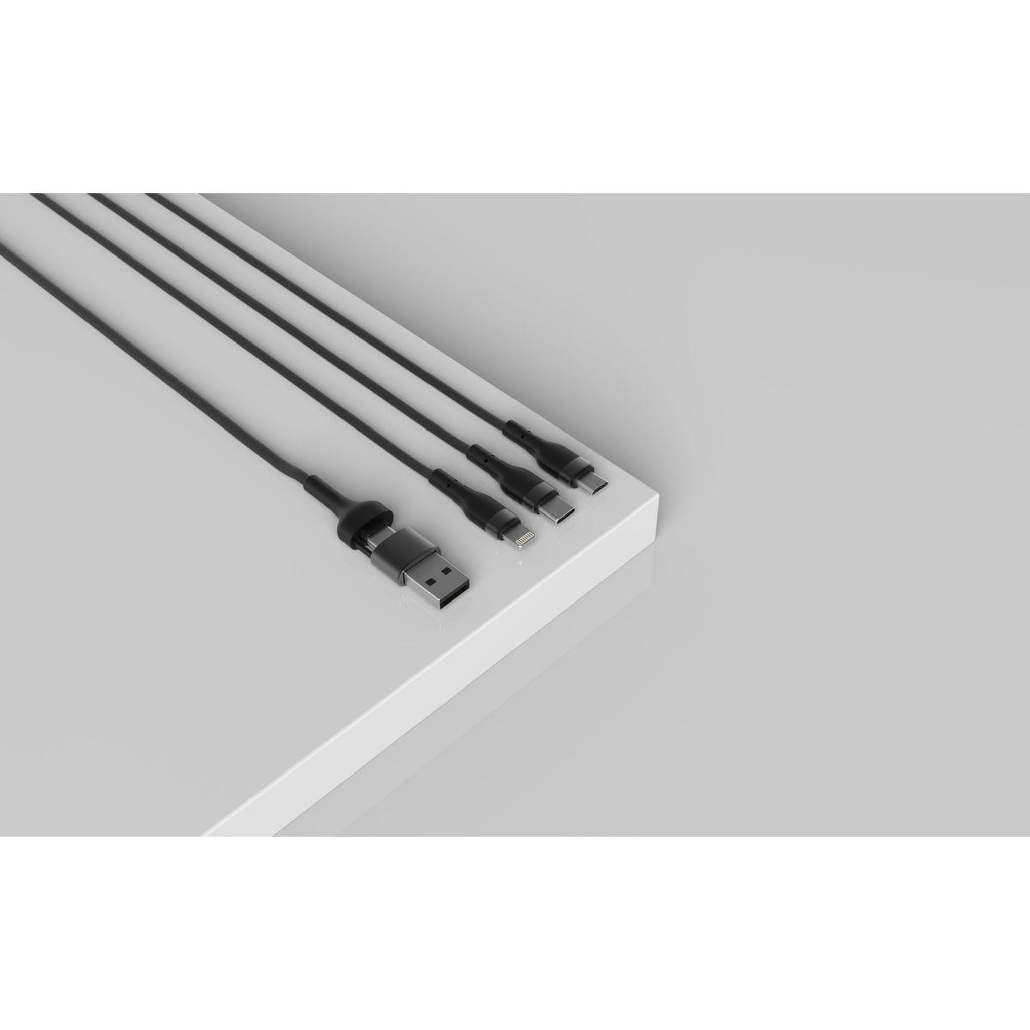 Voir la diapositive 2 : Mobility Lab Câble trio 3 en 2 Lightning micro USB  USBC 1m tres