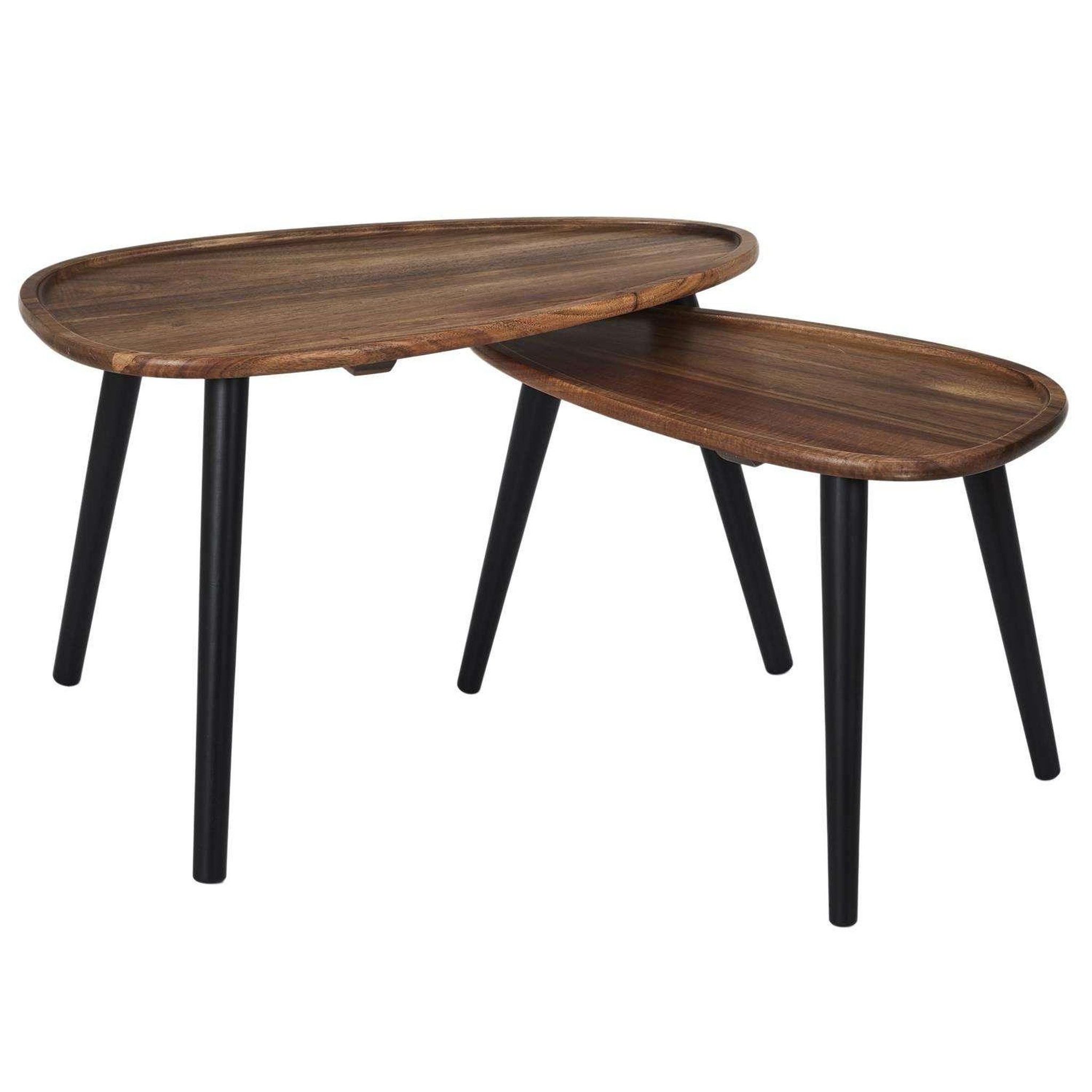 Voir la diapositive 1 : The Home Deco Factory Lot de 2 tables gigognes en acacia visby - marron et noir