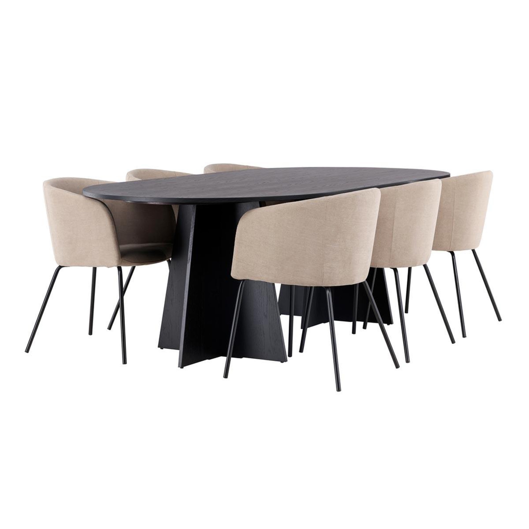 Paris Prix Ensemble table à manger & 6 chaises  bootcut & berit  230cm noir & beige