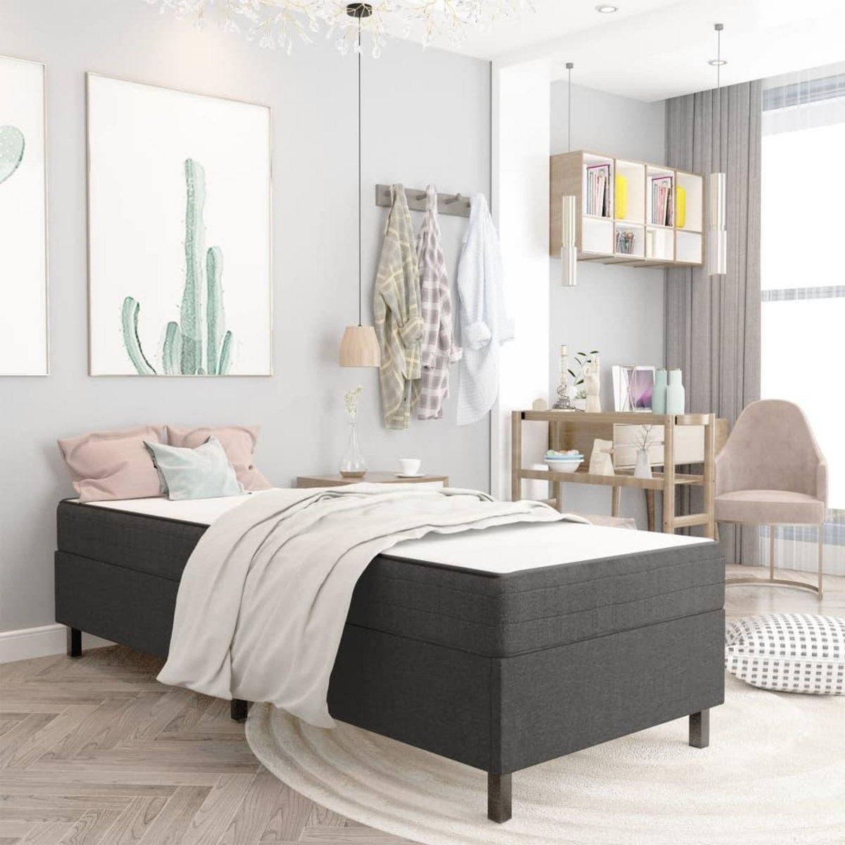 VIDAXL Sommier a lattes de lit Gris fonce Tissu 100x200 cm
