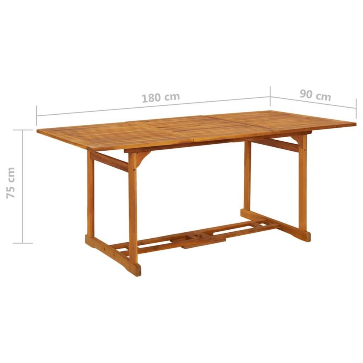 VIDAXL Table a dîner de jardin 180x90x75 cm Bois d'acacia solide