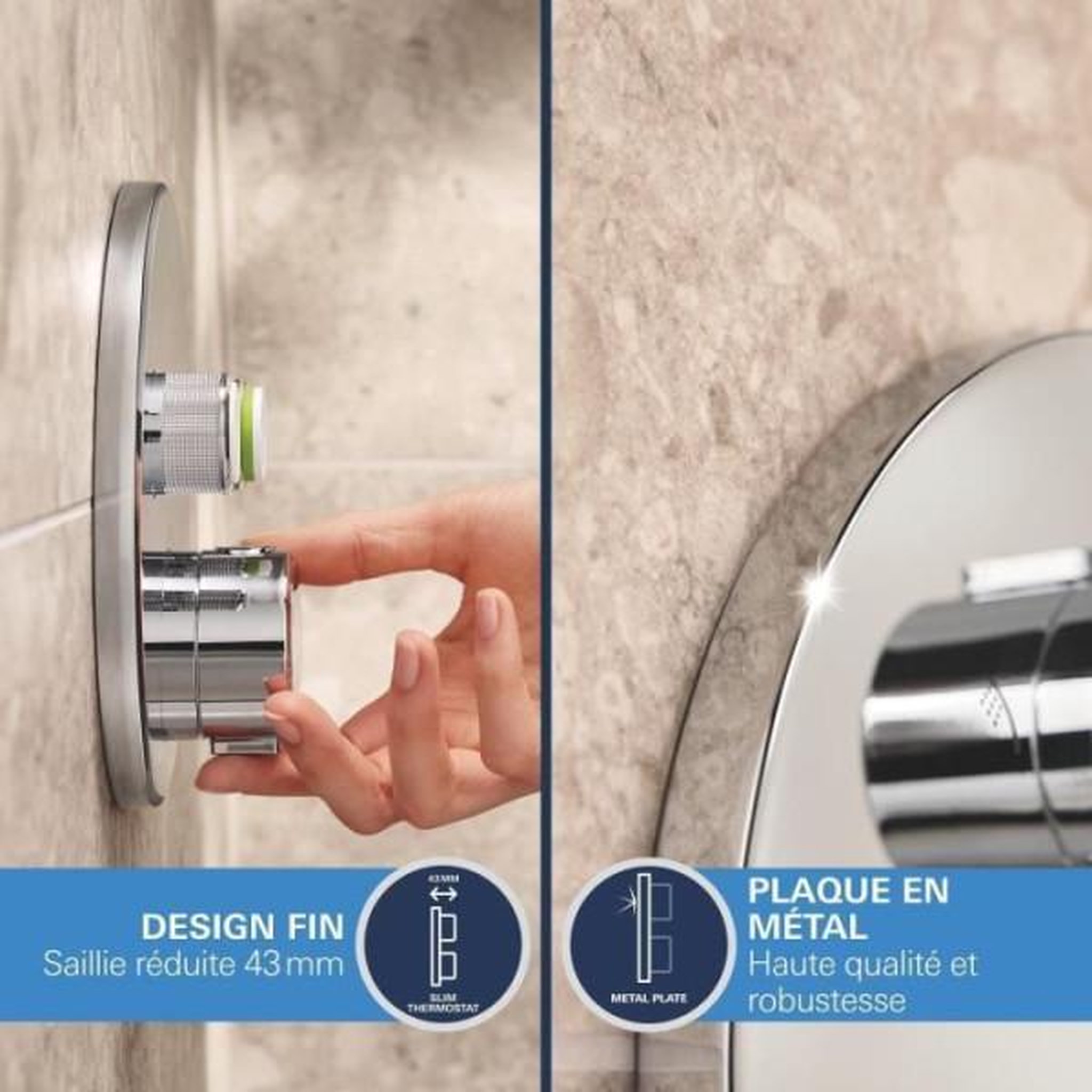 Voir la diapositive 5 : Grohe Ensemble de douche encastré - tous les types de jets - mitigeur thermostatique - grohe - 34878000 - gris