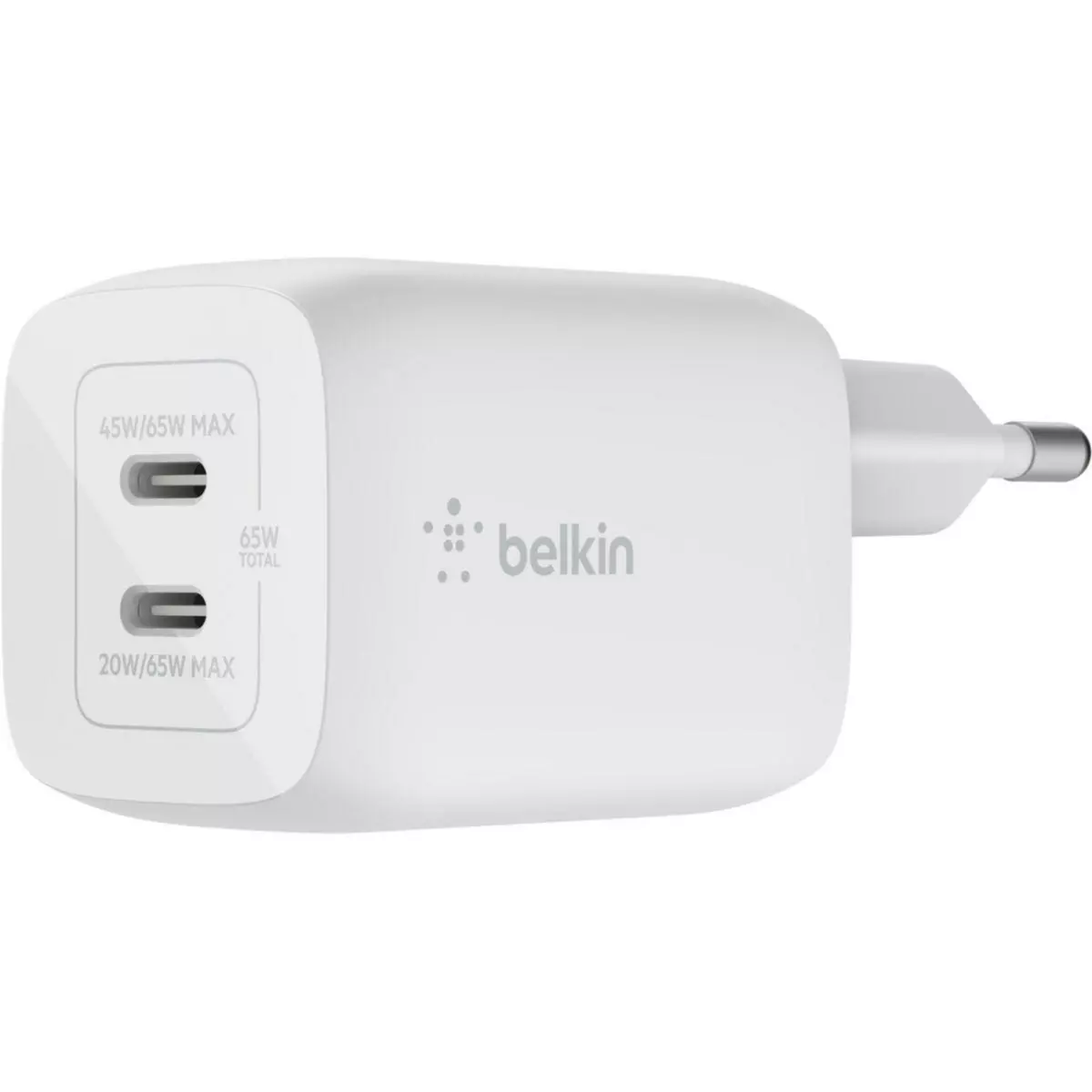 Belkin Chargeur secteur USB C x2 65W GaN PPS Blanc