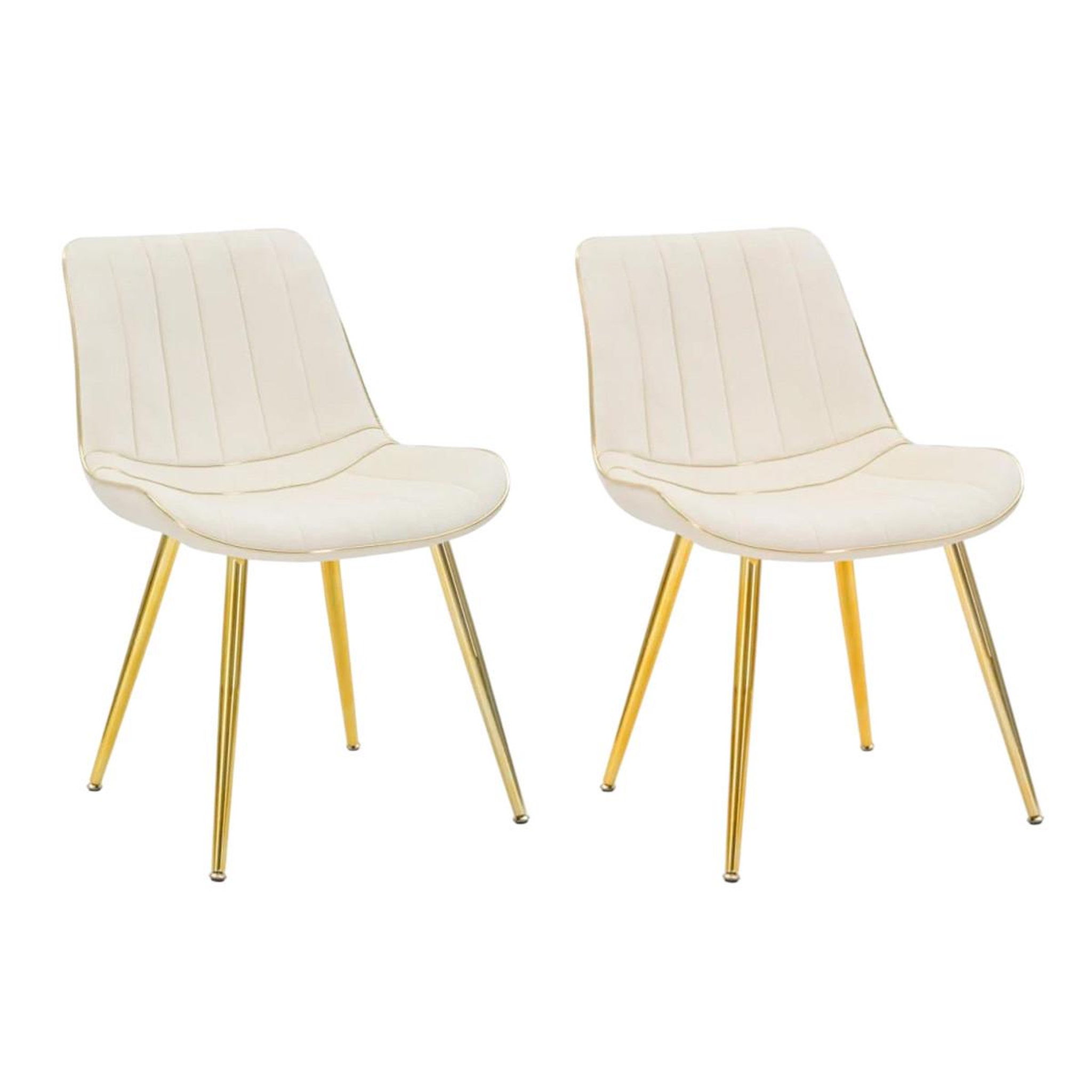 Paris Prix Lot de 2 chaises en tissu  paris  79cm crème & or