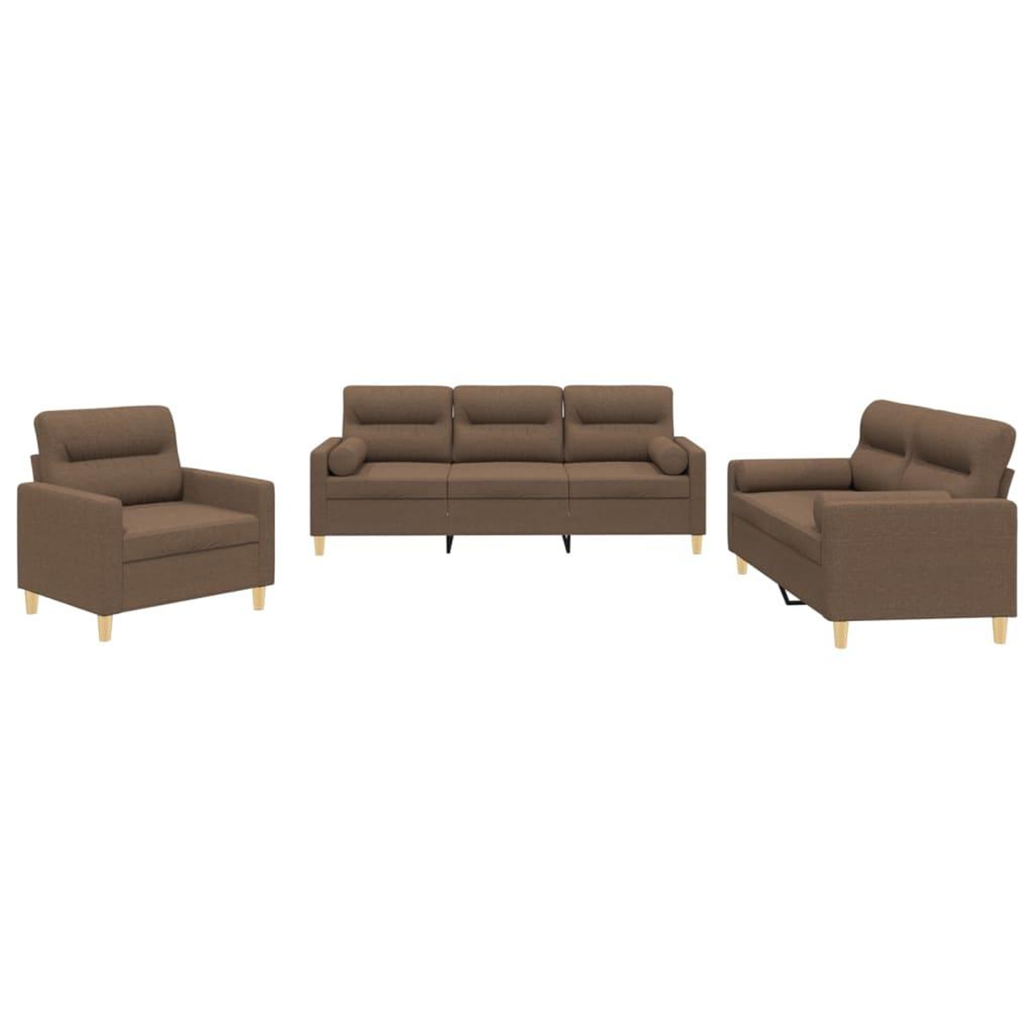 Voir la diapositive 2 : VIDAXL Ensemble de canapes 3 pcs avec coussins marron tissu