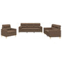 Voir la diapositive 2 : VIDAXL Ensemble de canapes 3 pcs avec coussins marron tissu
