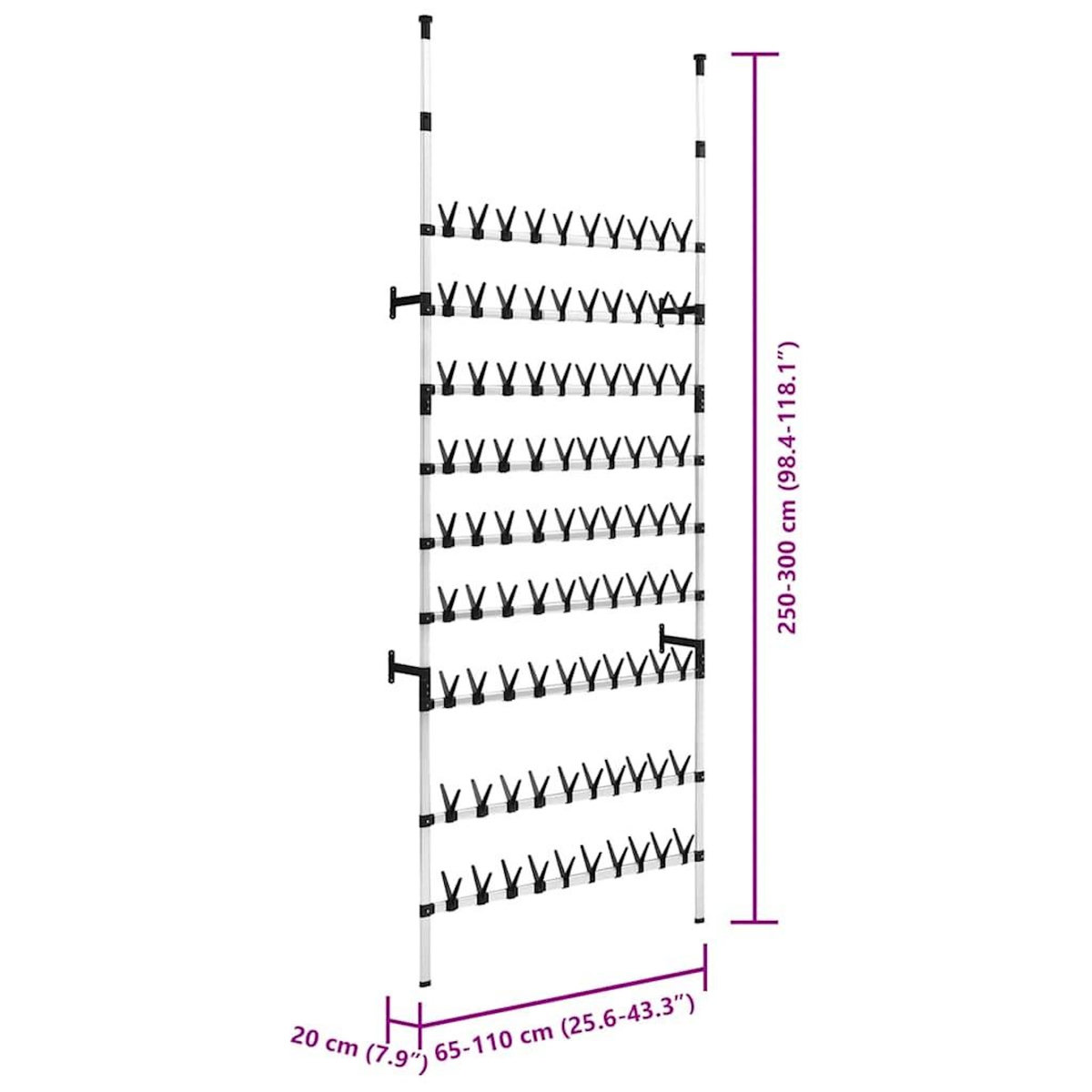 VIDAXL Etagere a chaussures telescopique avec barres Aluminium