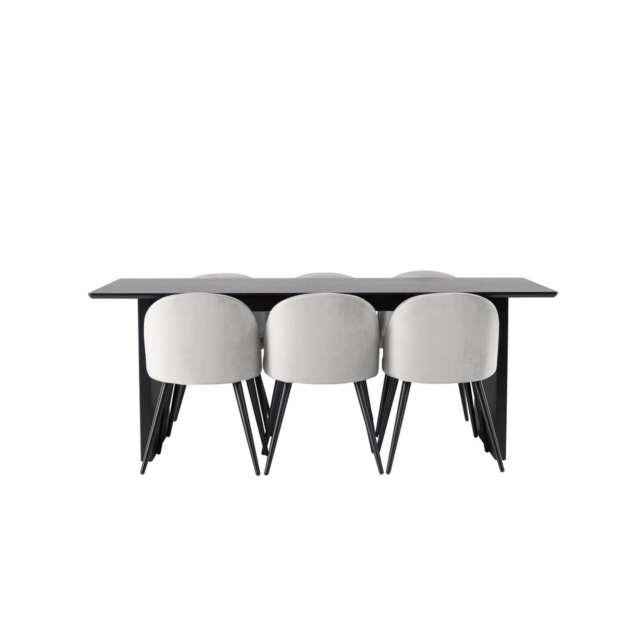 Voir la diapositive 2 : Paris Prix Ensemble table à manger & 6 chaises  vail & velvet  200cm gris & noir