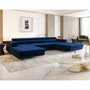 Voir la diapositive 1 : BEST MOBILIER Ayden - canapé panoramique en u 7 places convertible avec coffre et têtières réglables en tissu