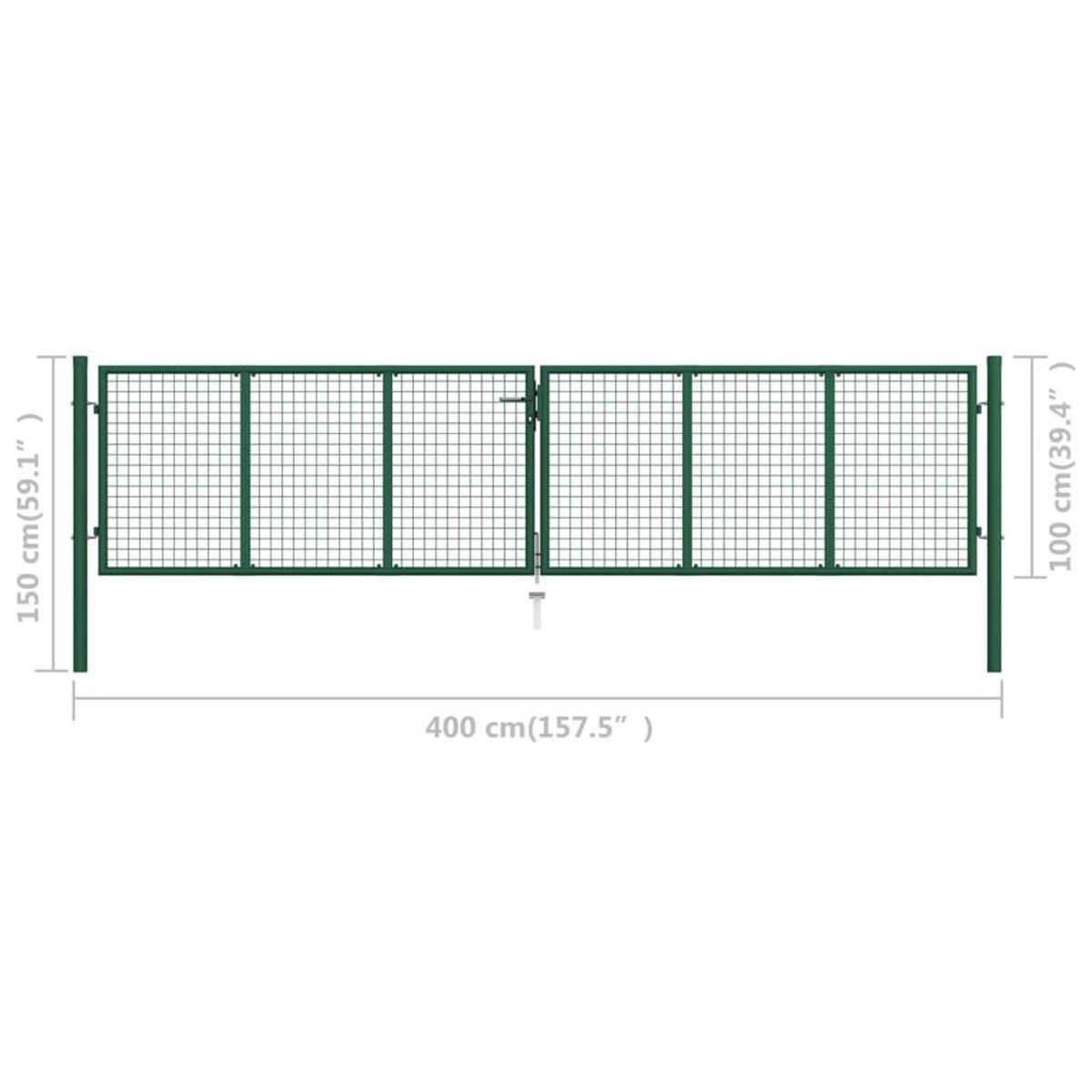 VIDAXL Portail en treillis de jardin acier 390x100 cm vert