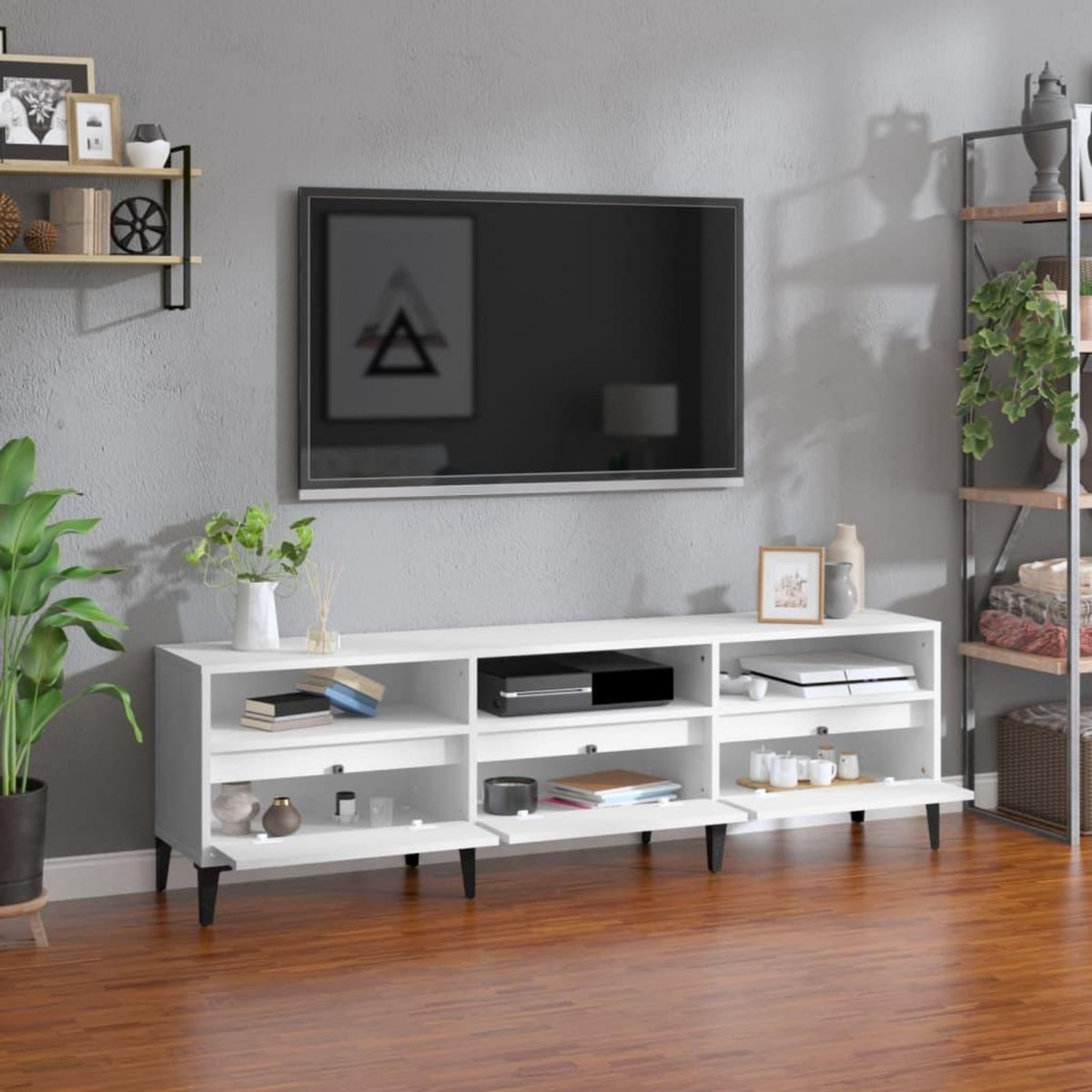 VIDAXL Meuble TV blanc 150x30x44,5 cm bois d'ingenierie