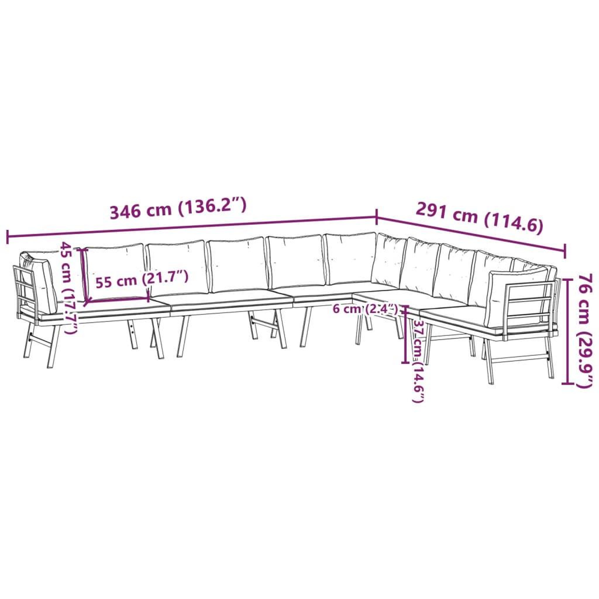 Voir la diapositive 6 : VIDAXL Bancs de jardin avec coussins lot de 4 acier enduit de poudre