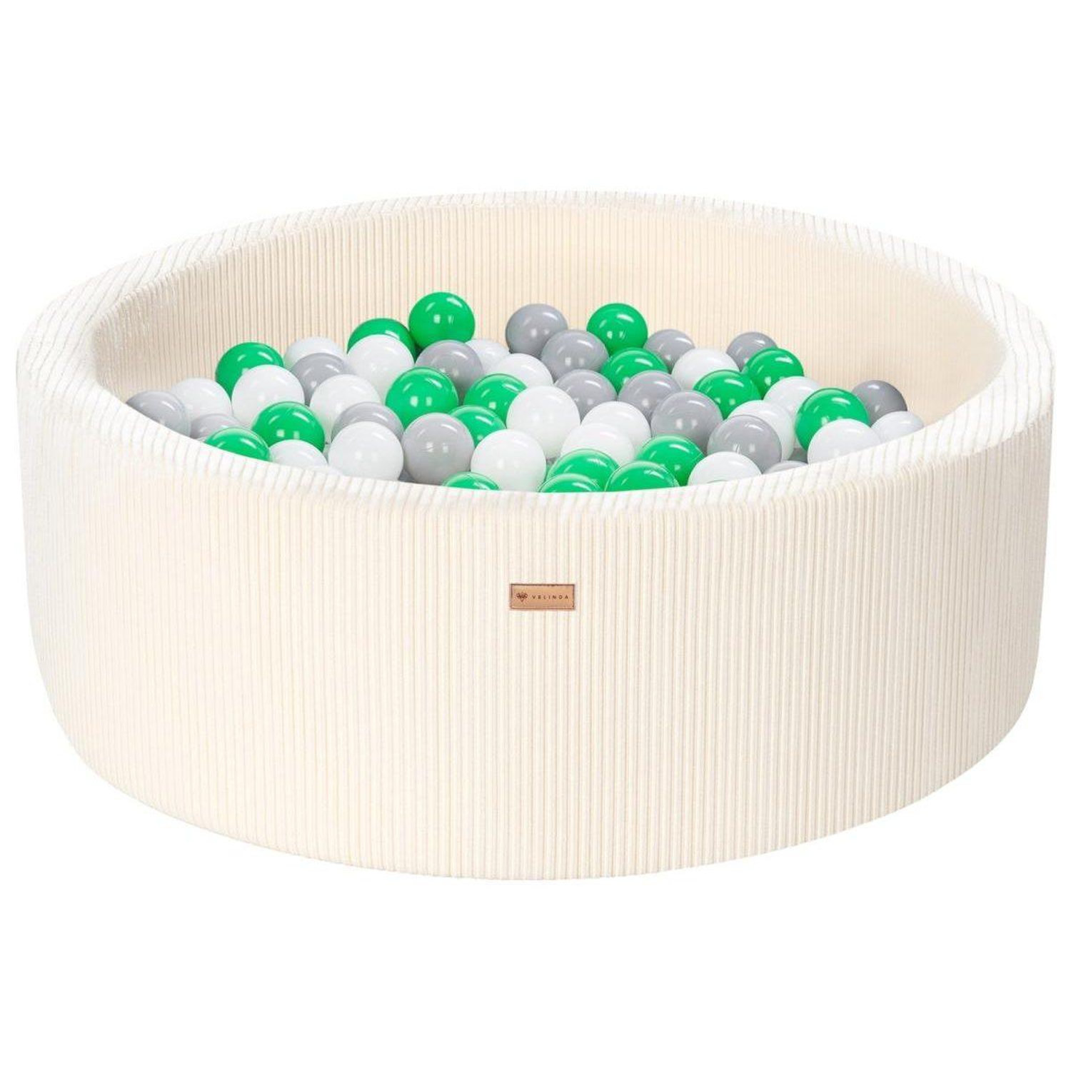 Piscine À Balles Velinda 300 Balles 90 Cm Velours Côtelé Crème - vue 2