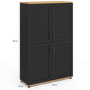 Voir la diapositive 5 : ID MARKET Buffet haut H. 125 cm VITO 4 portes noir et bois
